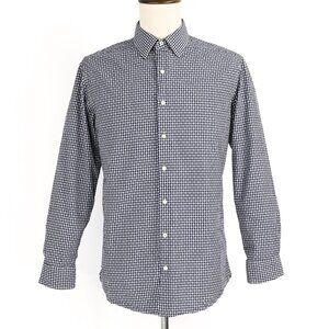 Ben Sherman Dark Blue Checkered Long Sleeve Button Up Shirt (Tailored Slim Fit)